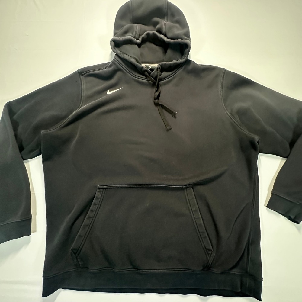 Nike Mens Fleece Pullover Hoodie Black Embroidered Swoosh XL 0358‎